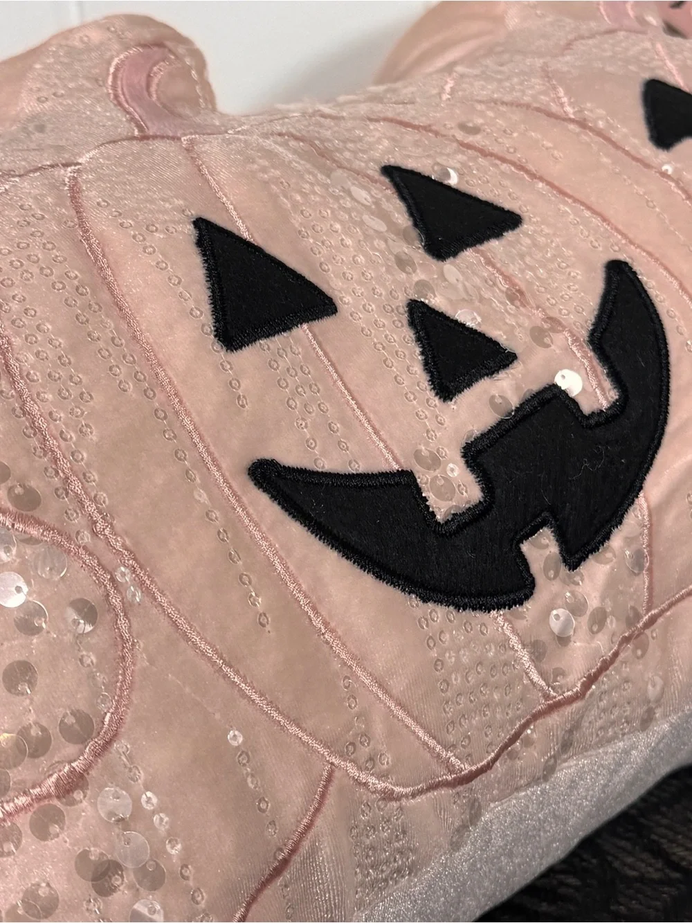 NEW Happy Halloween Boo Pumpkin Sequin Pillow